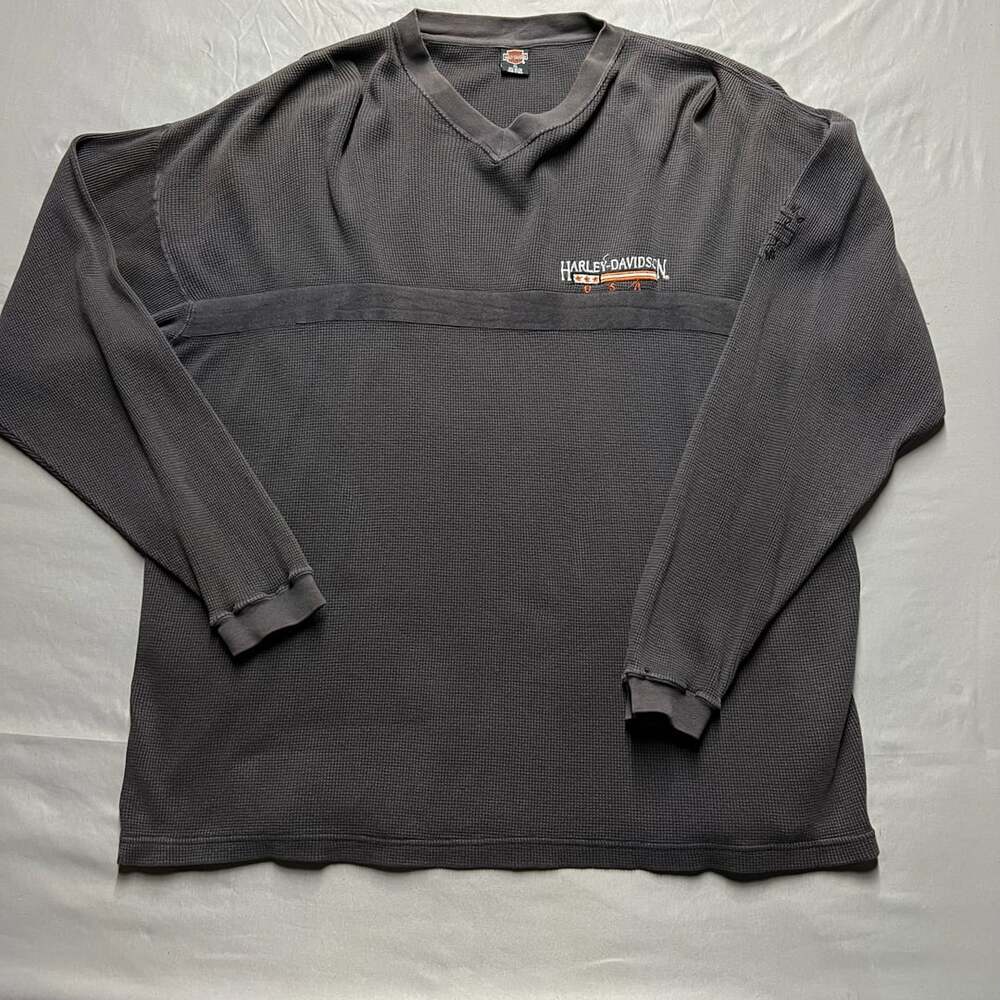 Harley-Davidson Thermal Shirt Size XL Black Waffle Knit Long Sleeve